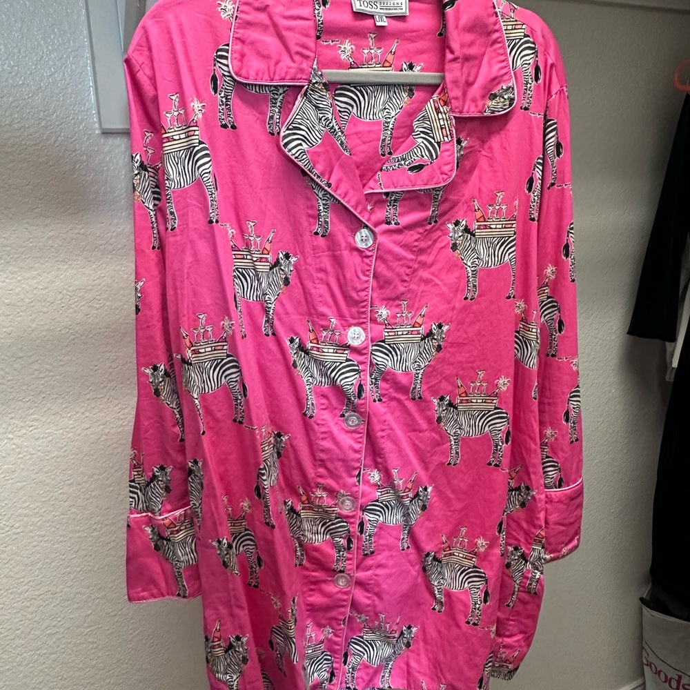 Pink Zebra Print Pajama Top